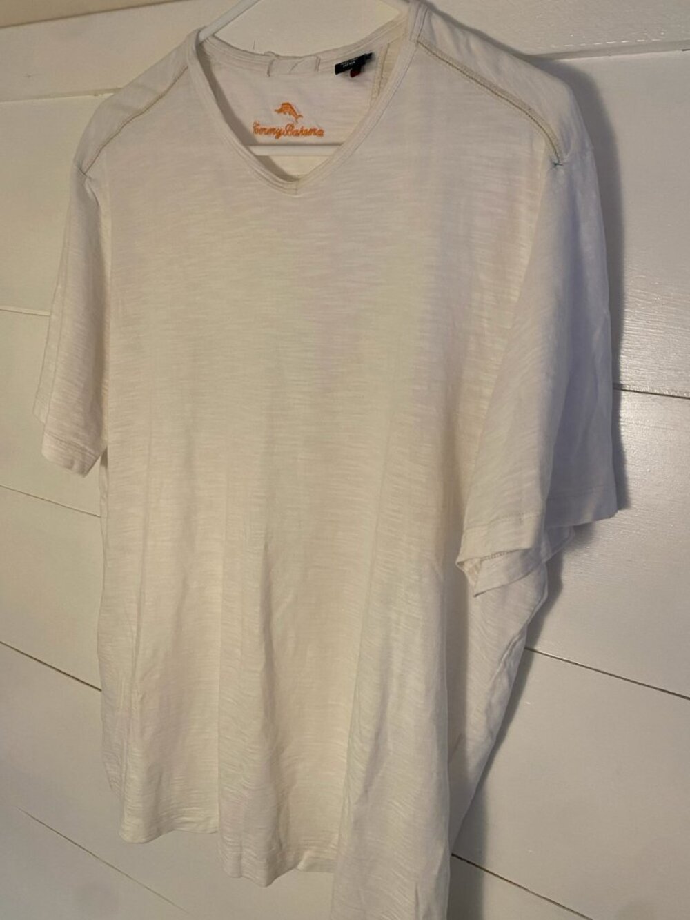 Tommy Bahama Pima Cotton V-Neck T-Shirt Cream White Size XL